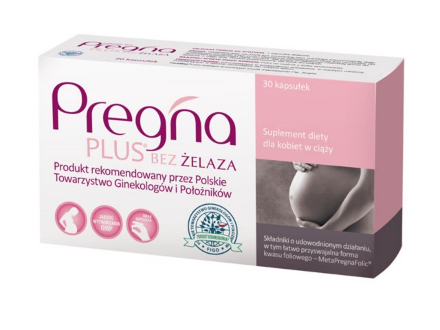 Pregna Plus bez żelaza interakcje ulotka kapsułki - 30 kaps.