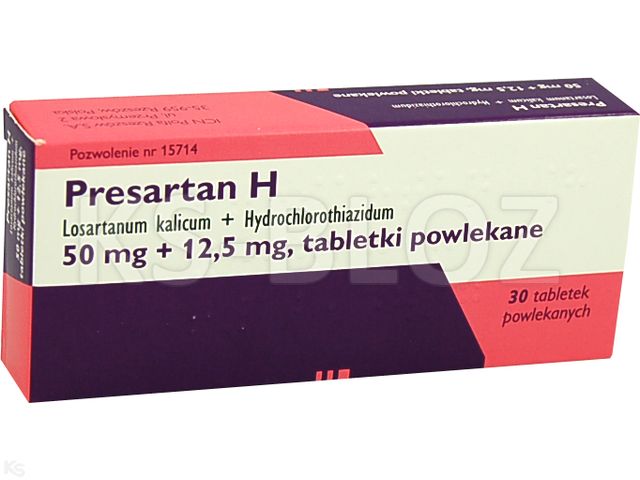 Presartan H interakcje ulotka tabletki powlekane 50mg+12,5mg 