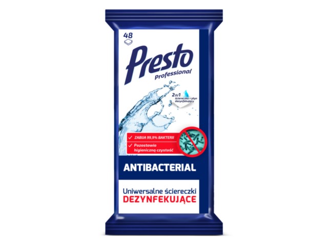 Presto Uniwersalne Ściereczki dezynfekujące interakcje ulotka  - 48 szt.