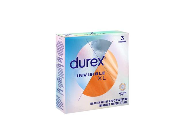 Prezerwatywy DUREX INVISIBLE XL interakcje ulotka   3 szt.