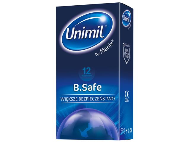 Prezerwatywy UNIMIL B.Safe lateks. interakcje ulotka prezerwatywa - 12 szt.