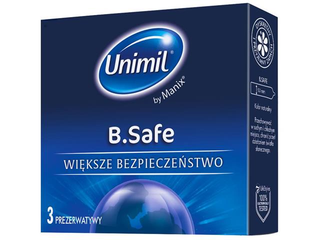 Prezerwatywy Unimil B.Safe lateks. interakcje ulotka prezerwatywa  3 szt.