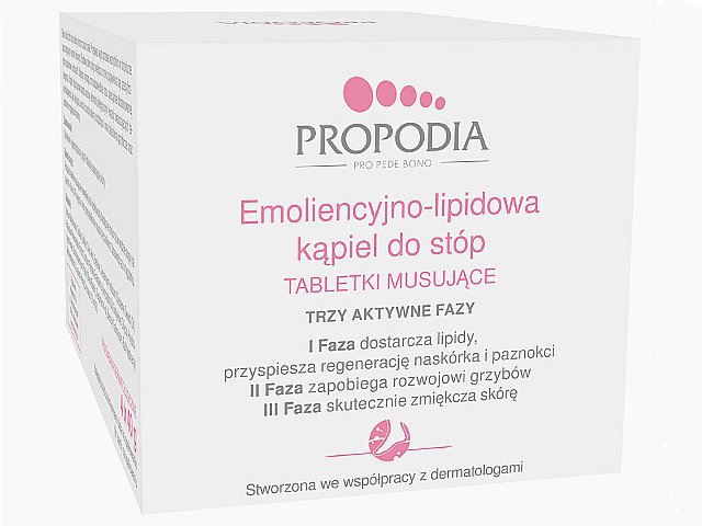 PROPODIA Emoliencyjno–Lipidowa Kąpiel ochr.d/stóp Tabl.musujące interakcje ulotka  - 4 szt. po 40 g