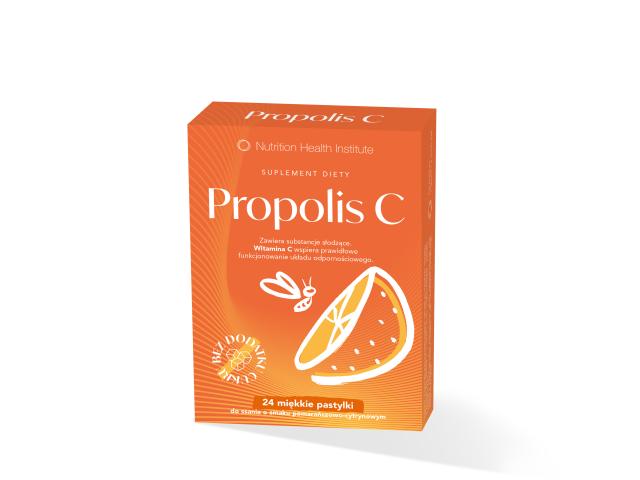 Propolis C o smaku pomarańczowo-cytrynowym interakcje ulotka pastylki miękkie - 24 pastyl.