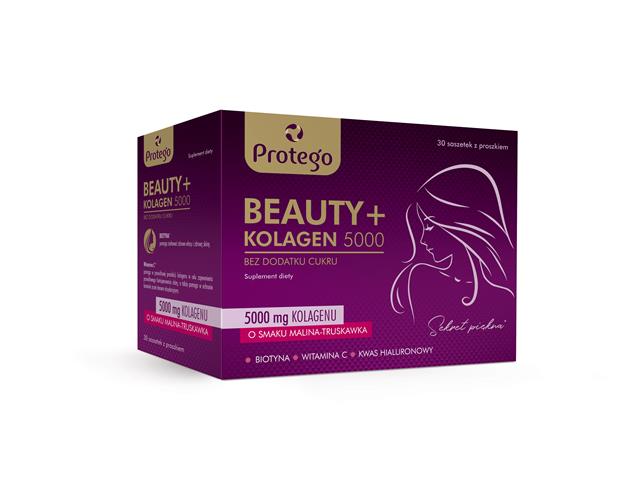 Protego Beauty + Kolagen 5000 o smaku malina-truskawka interakcje ulotka saszetka  30 sasz.