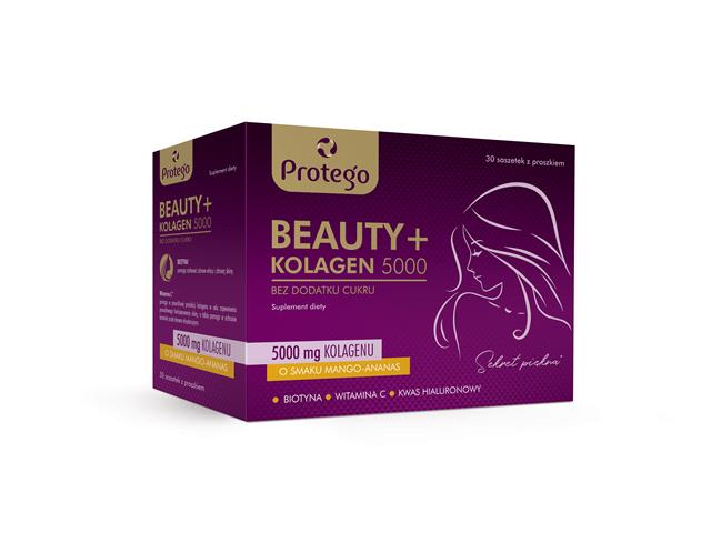 Protego Beauty + Kolagen 5000 o smaku mango-ananas interakcje ulotka proszek  30 sasz.