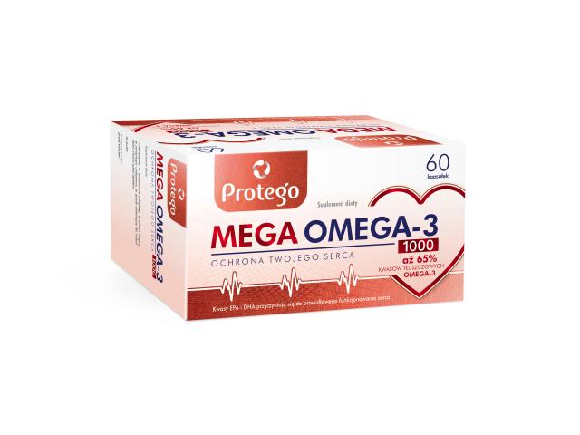 Protego Mega Omega-3 1000 interakcje ulotka kapsułki 60 kaps.