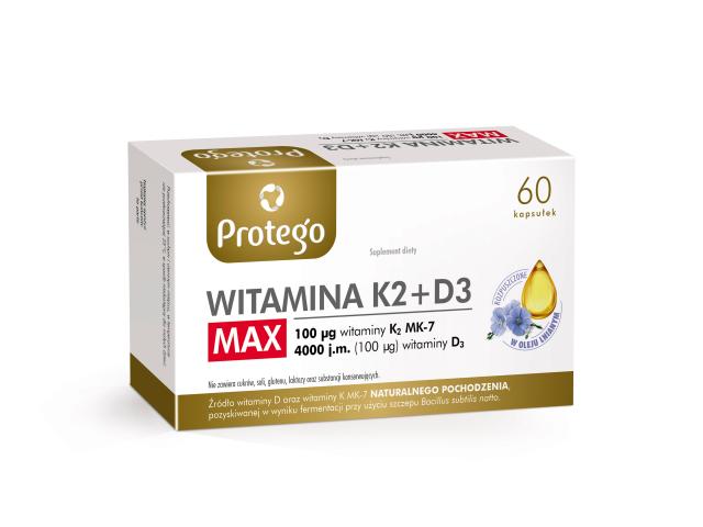 Protego Witamina K2 + D3 Max interakcje ulotka kapsułki - 60 kaps.