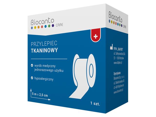 Przylepiec tkaninowy 5 m x 2,5 cm interakcje ulotka plaster  1 szt.