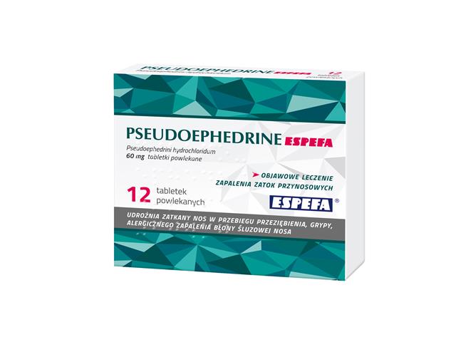 Pseudoephedrine Espefa interakcje ulotka tabletki powlekane 60 mg 12 tabl. | 1 blist.a 12 szt.