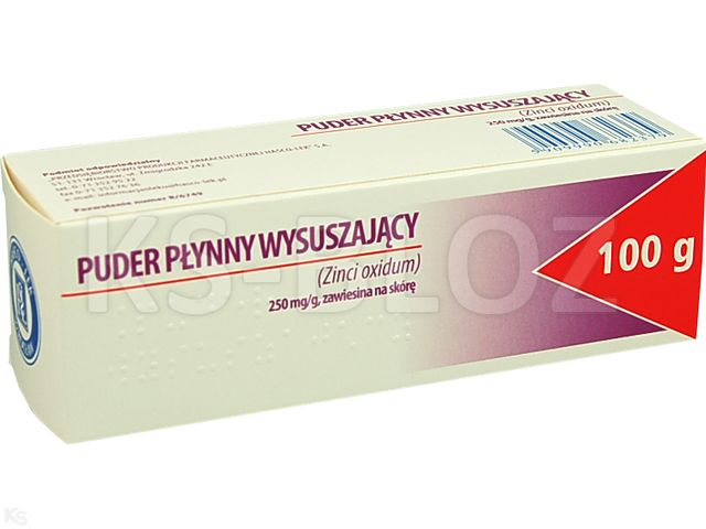 Puder Płynny wysuszający interakcje ulotka zawiesina na skórę 250 mg/g 100 g (tub.)