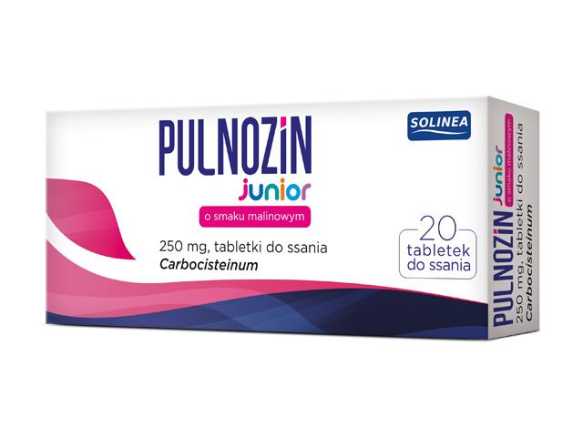 Pulnozin Junior o smaku malinowym interakcje ulotka tabletki do ssania 250 mg 20 tabl.