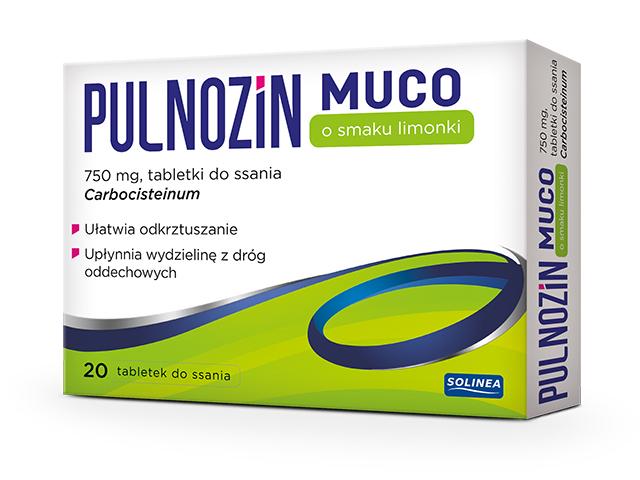 Pulnozin Muco o smaku limonki interakcje ulotka tabletki do ssania 750 mg 20 tabl.