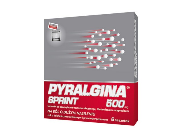 Pyralgina Sprint interakcje ulotka granulat do sporządzania roztworu doustnego 500 mg/sasz. 6 sasz. po 1,168 g (granulat)