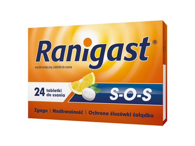 Ranigast SOS interakcje ulotka tabletki do ssania - 24 tabl.