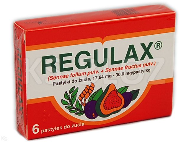 Regulax interakcje ulotka pastylki do żucia 17,64mg+30mg 6 pastyl.