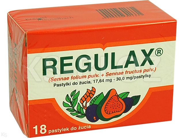 Regulax interakcje ulotka pastylki do żucia 17,64mg+30mg 18 pastyl.