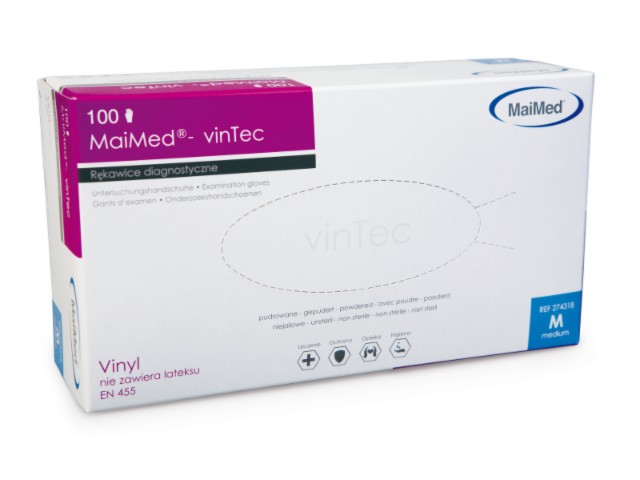 Rękawice winylowe MaiMed vinTec lekko pudrowane (rozm.XL) interakcje ulotka rękawice - 100 szt.