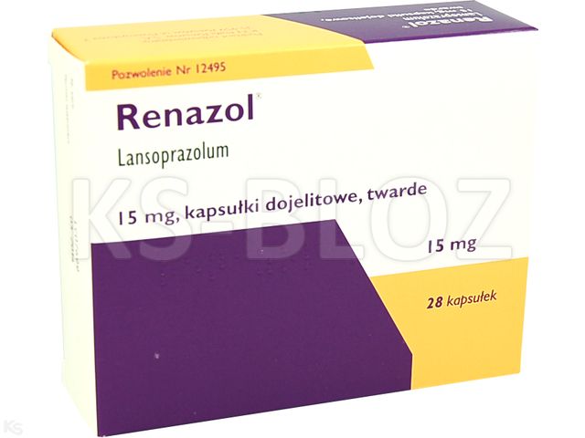 Renazol interakcje ulotka kapsułki dojelitowe twarde 15 mg 28 kaps. | 4 blist.po 7 szt.