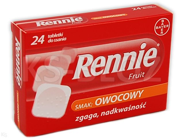 Rennie Fruit interakcje ulotka tabletki do ssania 680mg+80mg 24 tabl. | 2 blist.po 12 szt.