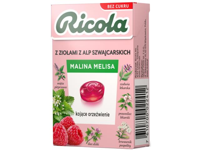 Ricola Malina Melisa Cukierki ziołowe bez cukru interakcje ulotka cukierki - 27,5 g