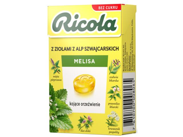 Ricola Melisa Cukierki ziołowe bez cukru interakcje ulotka cukierki  27,5 g