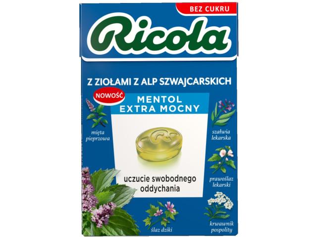 Ricola Mentol Extra Mocny Cukierki ziołowe bez cukru interakcje ulotka cukierki  27,5 g