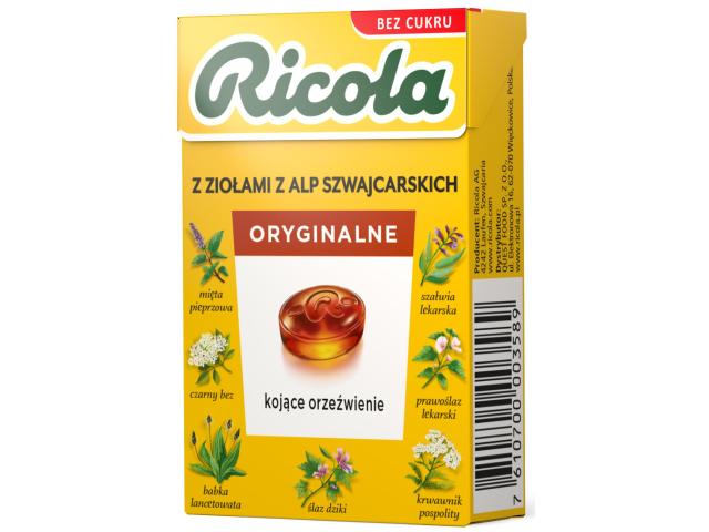 Ricola Oryginalne Cukierki ziołowe bez cukru interakcje ulotka cukierki  27,5 g