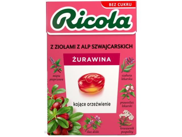 Ricola Żurawina Cukierki ziołowe bez cukru interakcje ulotka cukierki  27,5 g