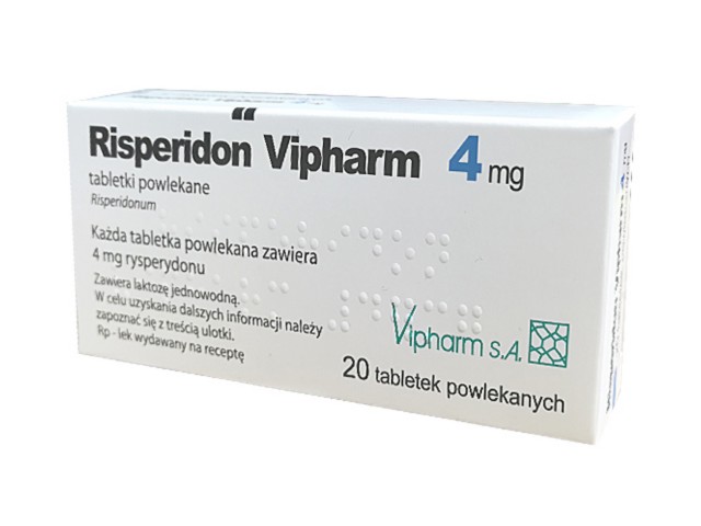Risperidon Vipharm interakcje ulotka tabletki powlekane 4 mg 20 tabl. | (2 blist. po 10 tabl.)