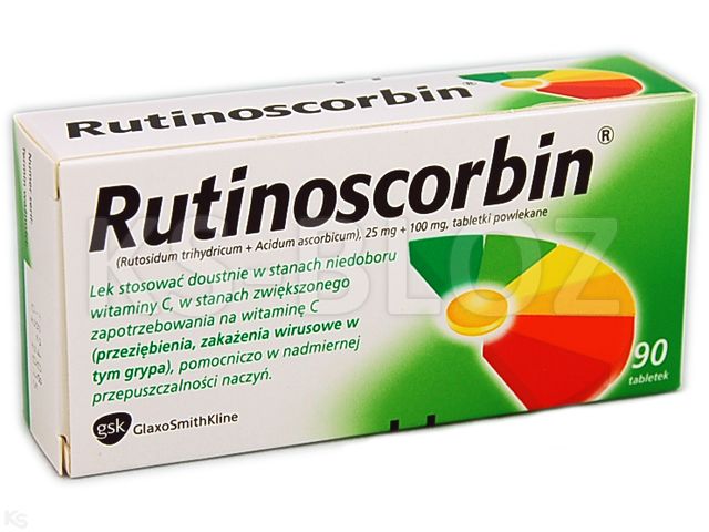 Rutinoscorbin interakcje ulotka tabletki powlekane 100mg+25mg 90 tabl.