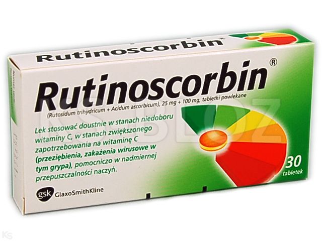 Rutinoscorbin interakcje ulotka tabletki powlekane 100mg+25mg 30 tabl.