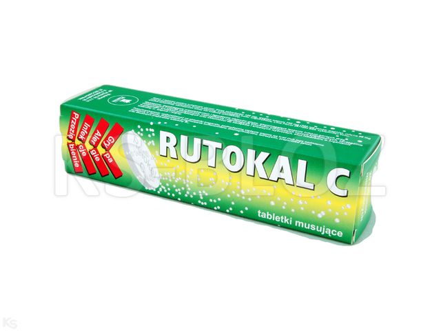 Rutokal C smak cytrynowy interakcje ulotka tabletki musujące 100mg+50mg+300mg 20 tabl.