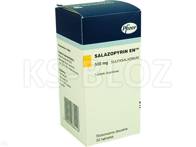 Salazopyrin EN interakcje ulotka tabletki dojelitowe 500 mg 50 tabl.