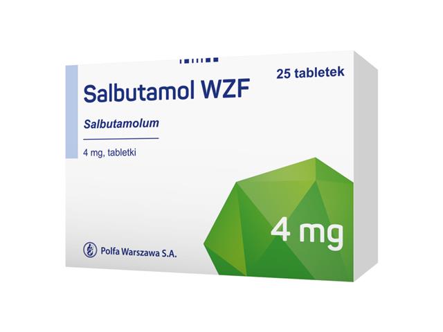 Salbutamol WZF interakcje ulotka tabletki 4 mg 25 tabl. | blister