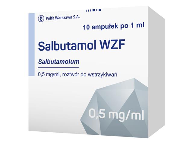 Salbutamol WZF interakcje ulotka roztwór do wstrzykiwań 500 mcg/ml 10 amp. po 1 ml
