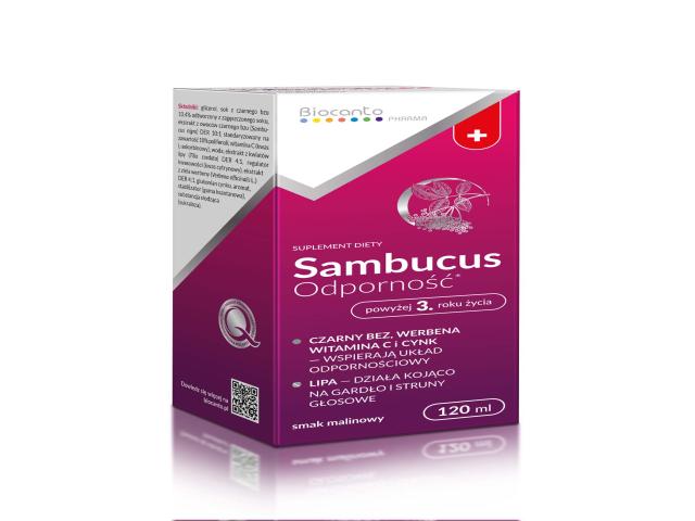 Sambucus Odporność smak malinowy interakcje ulotka płyn  120 ml