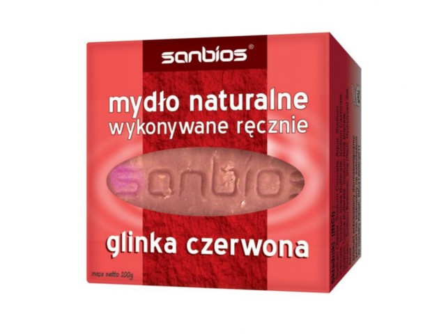 SANBIOS Mydło naturalne glinka czerwona interakcje ulotka kostka - 100 g
