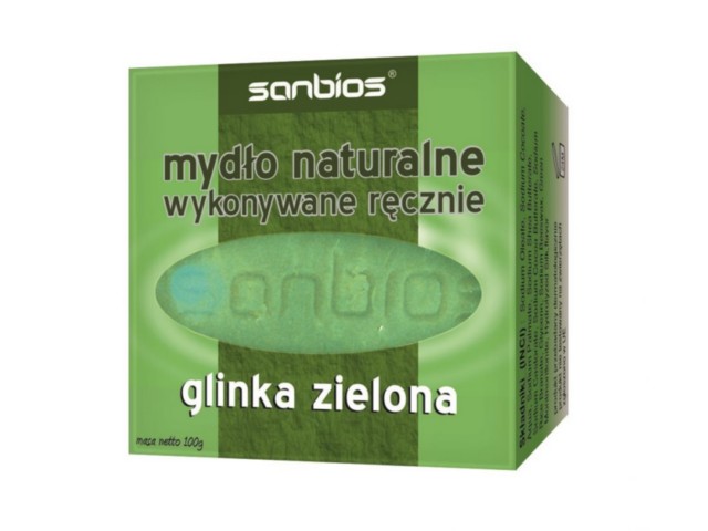 SANBIOS Mydło naturalne glinka zielona interakcje ulotka kostka - 100 g