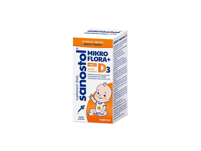 Sanostol Mikroflora + D3 interakcje ulotka krople - 8 ml