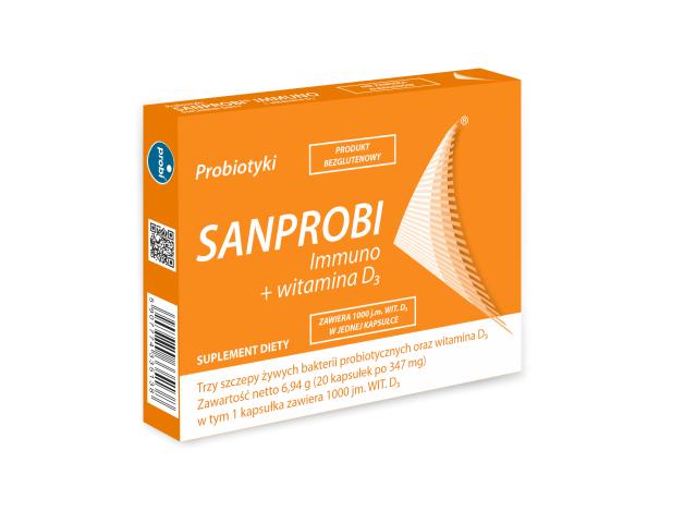 Sanprobi Immuno + Witamina D3 interakcje ulotka kapsułki twarde - 20 kaps.