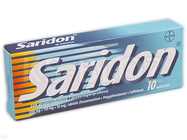 Saridon interakcje ulotka tabletki 250mg+150mg+50mg 10 tabl.