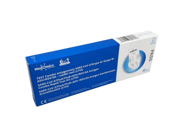 SARS-CoV-2/FluA/FluB+ADV/RSV/SA Antigen Combo Rapid Test kit LFIA interakcje ulotka test  1 szt.