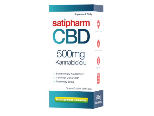 Satipharm CBD 500 mg Kannabidiolu smak cytrynowo-limonkowy interakcje ulotka krople  10 ml