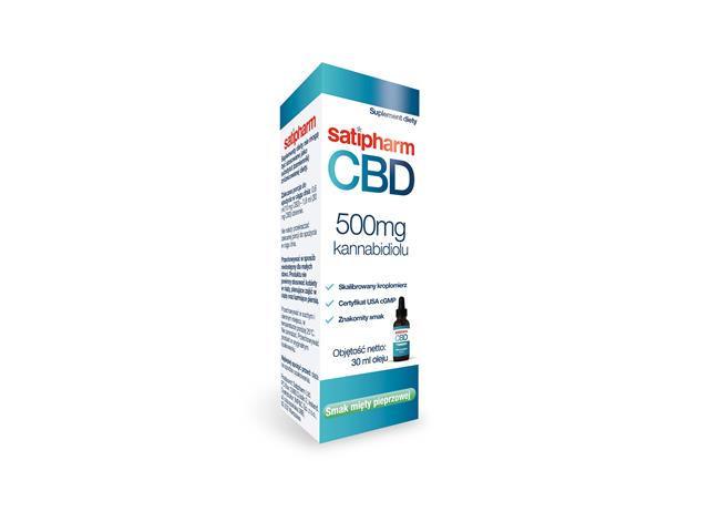 Satipharm CBD 500 mg (olej o smaku miętowym) interakcje ulotka krople podjęzykowe  30 ml