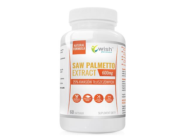 Saw Palmetto Extract 600mg 25% Kwasów Tłuszczowych interakcje ulotka kapsułki  60 kaps.