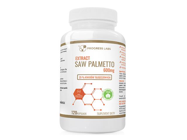 Saw Palmetto Extract 600mg 25% Kwasów Tłuszczowych interakcje ulotka kapsułki - 120 kaps.