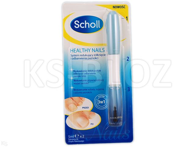 SCHOLL HEALTHY NAILS 3 w 1 red.żółkn. i odbarw.paznok. interakcje ulotka płyn - 10 ml (2 szt. po 5 ml)
