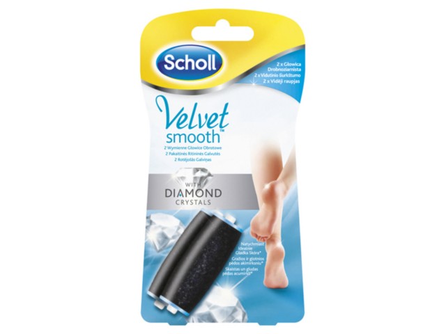 Scholl Velvet Smooth 2 Głowice obrotowe do elektr.pilnika drobnoziar. z kryszt. diamentów wymienne interakcje ulotka głowica  1 szt.