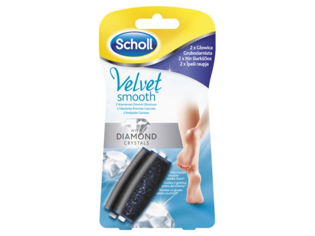 Scholl Velvet Smooth Głowice obrotowe do elektr.pilnika gruboziarniste z kryszt. diamentów wymienne interakcje ulotka   1 szt.